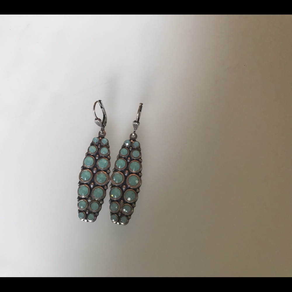 COPY - Drop Earrings with Sea Green Stones - Picture 2 of 4